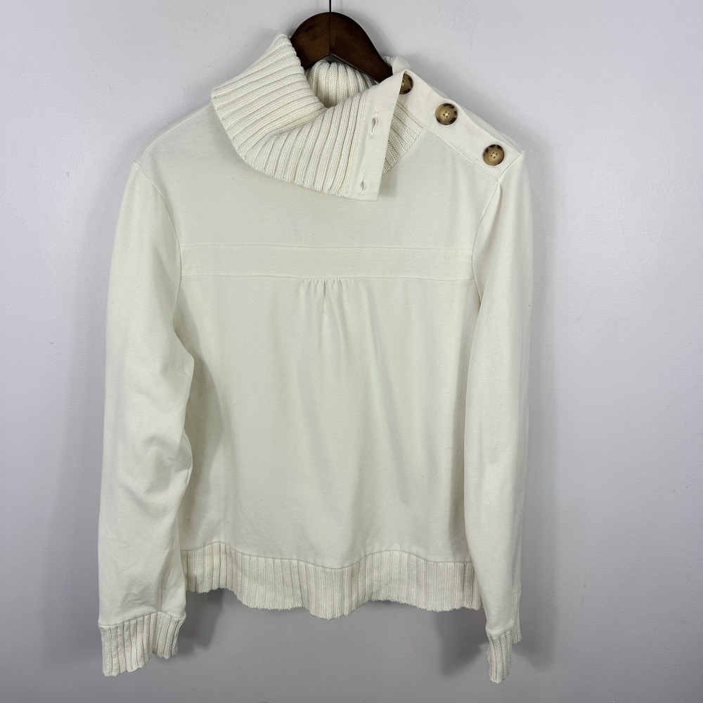 Old Navy VTG Y2K Sweater Womens XL White Cowl Neck Elbow Patch Preppy Indie